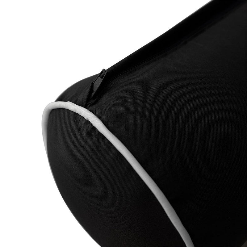 Model-3 - AD109 Twin Contrast Pipe Trim Bolster & Back Pillow Cushion Outdoor SLIP COVER ONLY