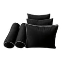 Model-3 - AD109 Twin Contrast Pipe Trim Bolster & Back Pillow Cushion Outdoor SLIP COVER ONLY