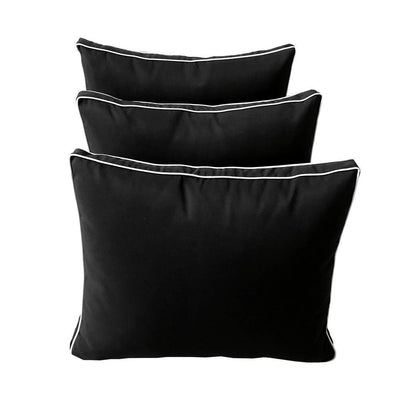 Model-3 - AD109 Twin Contrast Pipe Trim Bolster & Back Pillow Cushion Outdoor SLIP COVER ONLY
