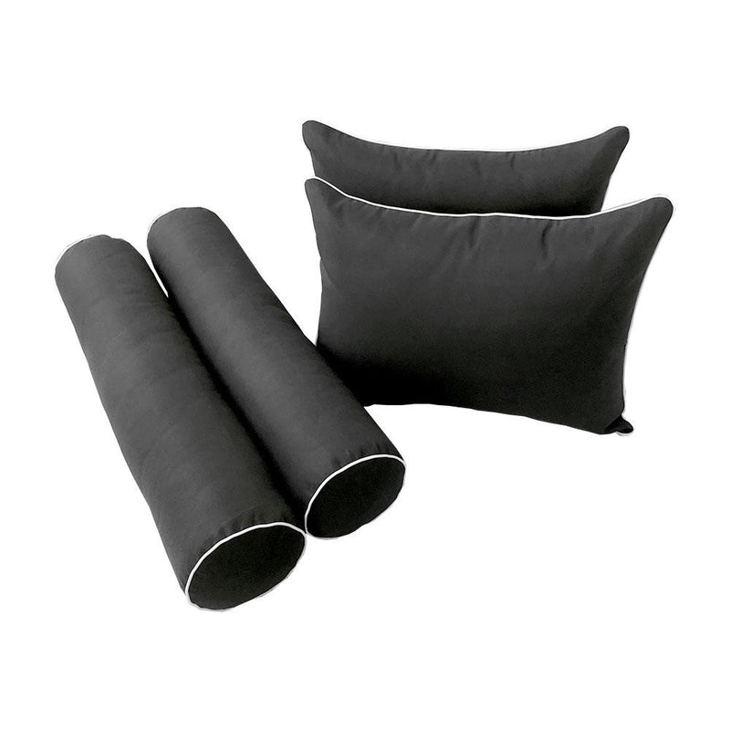 Model-4 - AD003 Full Contrast Pipe Trim Bolster & Back Pillow Cushion Outdoor SLIP COVER ONLY