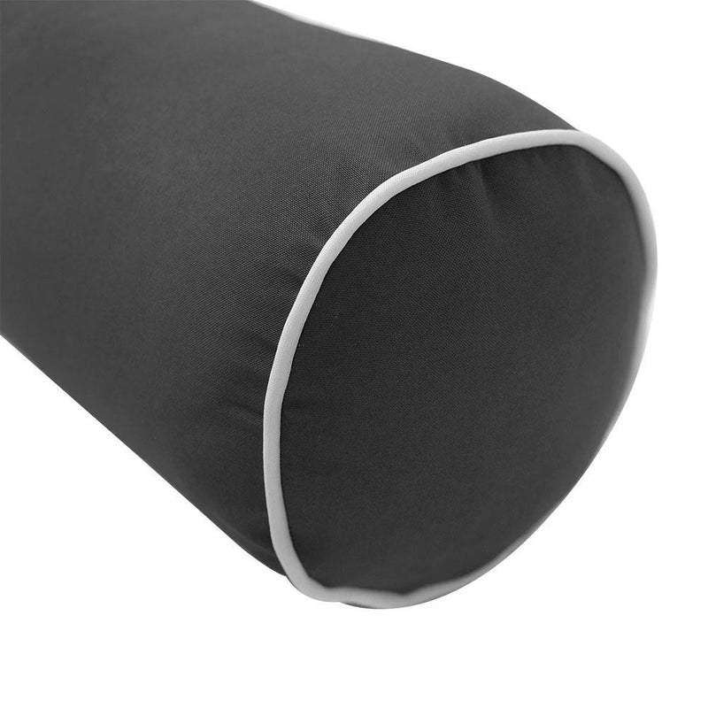 Model-4 - AD003 Full Contrast Pipe Trim Bolster & Back Pillow Cushion Outdoor SLIP COVER ONLY