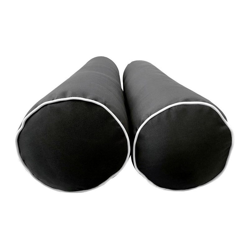 Model-4 - AD003 Full Contrast Pipe Trim Bolster & Back Pillow Cushion Outdoor SLIP COVER ONLY