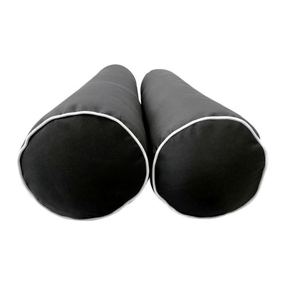 Model-4 - AD003 Queen Contrast Pipe Trim Bolster & Back Pillow Cushion Outdoor SLIP COVER ONLY