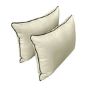 Model-4 - AD005 Queen Contrast Pipe Trim Bolster & Back Pillow Cushion Outdoor SLIP COVER ONLY