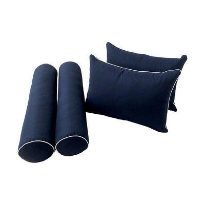 Model-4 - AD101 Full Contrast Pipe Trim Bolster & Back Pillow Cushion Outdoor SLIP COVER ONLY