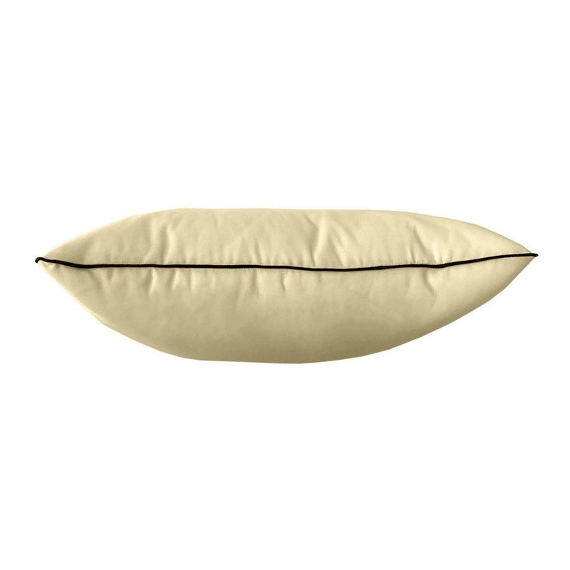 Model-4 - AD103 Queen Contrast Pipe Trim Bolster & Back Pillow Cushion Outdoor SLIP COVER ONLY