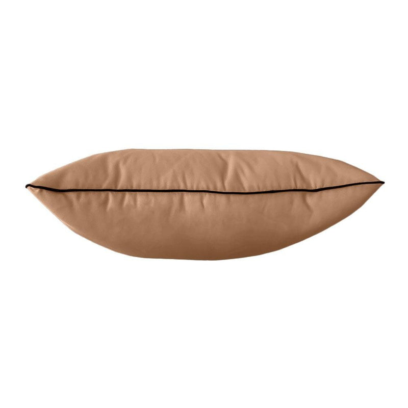 Model-4 - AD104 Queen Contrast Pipe Trim Bolster & Back Pillow Cushion Outdoor SLIP COVER ONLY