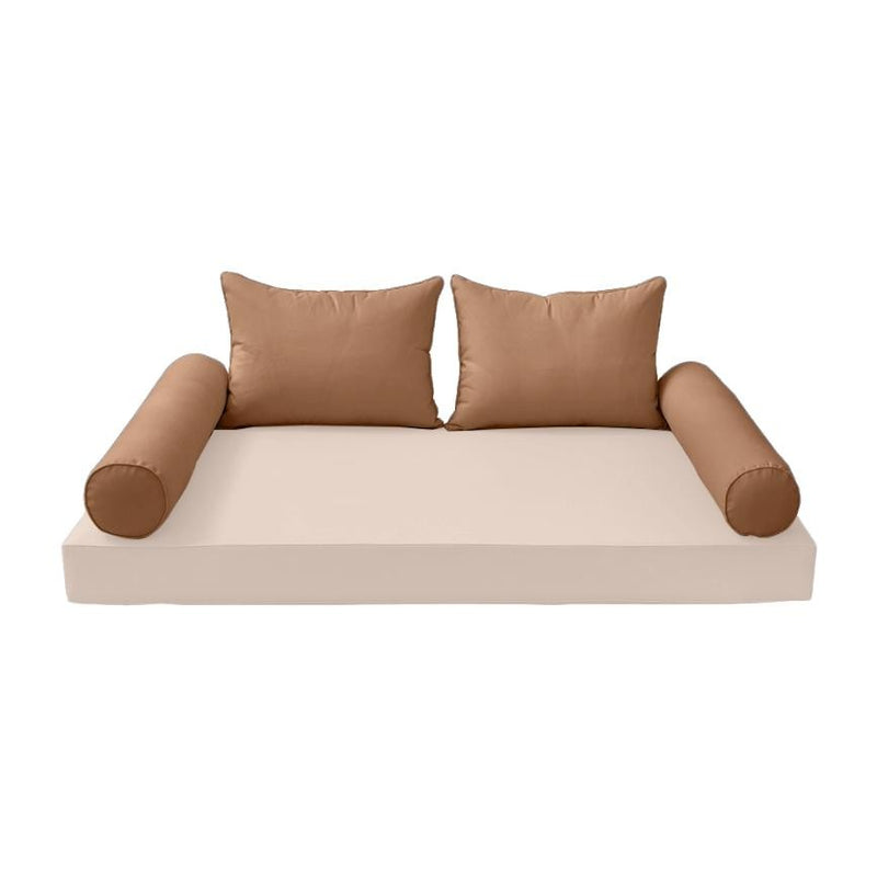 Model-4 - AD104 Queen Pipe Trim Bolster & Back Pillow Cushion Outdoor SLIP COVER ONLY