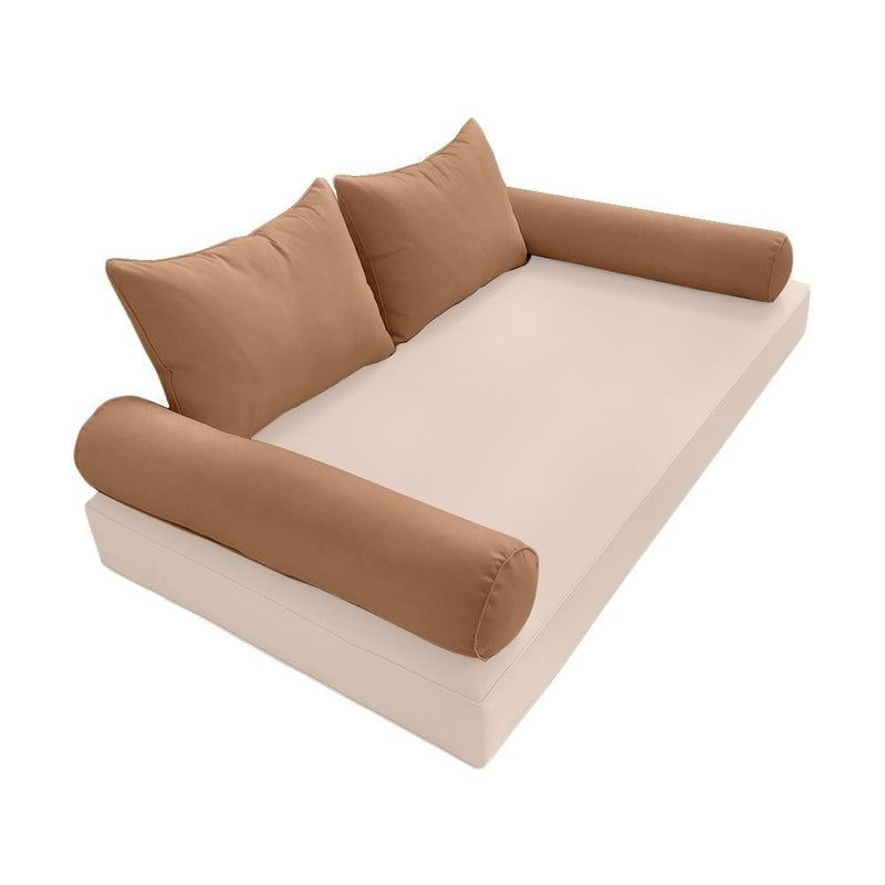 Model-4 - AD104 Queen Pipe Trim Bolster & Back Pillow Cushion Outdoor SLIP COVER ONLY