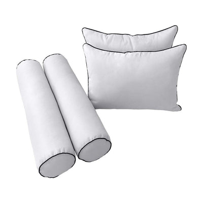 Model-4 - AD105 Full Contrast Pipe Trim Bolster & Back Pillow Cushion Outdoor SLIP COVER ONLY