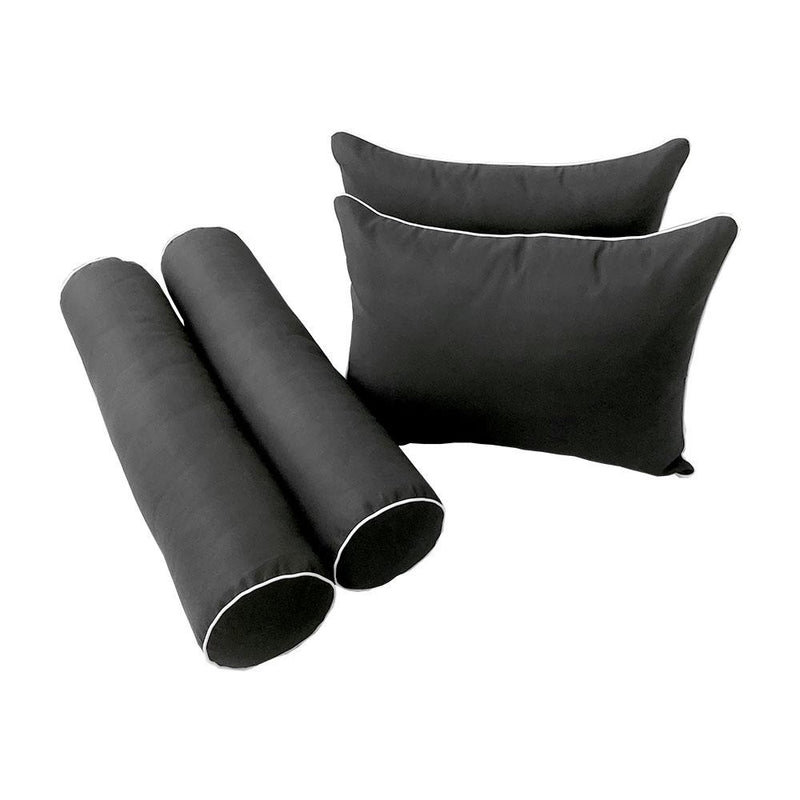 Model-4 5PC Contrast Pipe Outdoor Daybed Mattress Bolster Pillow Fitted Sheet Cover Only-Queen Size AD003