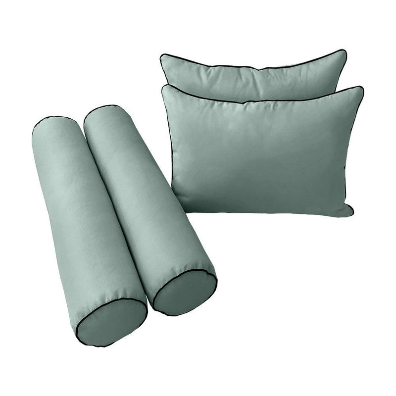 Model-4 5PC Contrast Pipe Outdoor Daybed Mattress Bolster Pillow Fitted Sheet Cover Only-Twin Size AD002