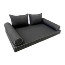 Model-4 AD003 Crib Size 5PC Contrast Pipe Outdoor Daybed Mattress Cushion Bolster Pillow Complete Set