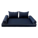 Model-4 AD101 Crib Size 5PC Contrast Pipe Outdoor Daybed Mattress Cushion Bolster Pillow Complete Set