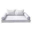 Model-4 AD105 Crib Size 5PC Contrast Pipe Outdoor Daybed Mattress Cushion Bolster Pillow Complete Set