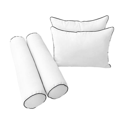 Model-4 5PC Contrast Pipe Outdoor Daybed Mattress Bolster Pillow Fitted Sheet Cover Only-Twin-XL Size AD106