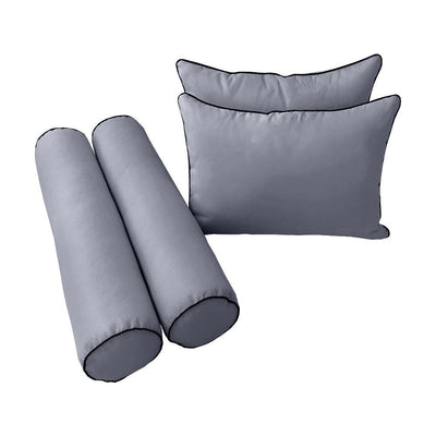 Model-4 AD001 Twin-XL Size 5PC Contrast Pipe Outdoor Daybed Mattress Cushion Bolster Pillow Complete Set