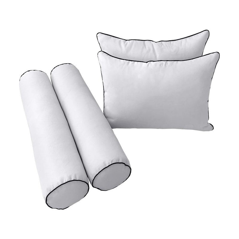 Model-4 AD105 Twin-XL Size 5PC Contrast Pipe Outdoor Daybed Mattress Cushion Bolster Pillow Complete Set