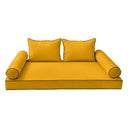 Model-4 AD108 Twin-XL Size 5PC Contrast Pipe Outdoor Daybed Mattress Cushion Bolster Pillow Complete Set