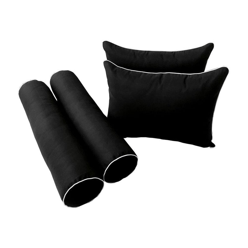 Model-4 AD109 Twin-XL Size 5PC Contrast Pipe Outdoor Daybed Mattress Cushion Bolster Pillow Complete Set