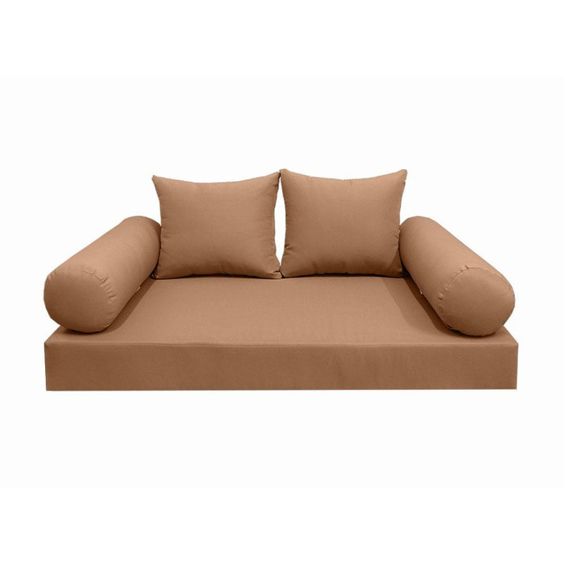 Model-4 AD104 Twin-XL Size 5PC Knife Edge Outdoor Daybed Mattress Cushion Bolster Pillow Complete Set