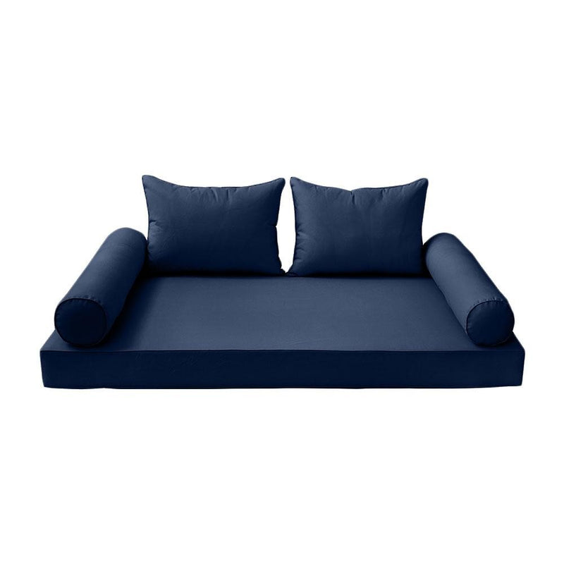 Model-4 AD101 Crib Size 5PC Pipe Trim Outdoor Daybed Mattress Cushion Bolster Pillow Complete Set
