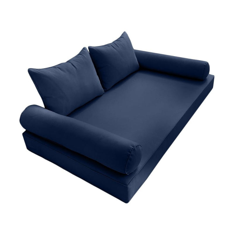 Model-4 AD101 Crib Size 5PC Pipe Trim Outdoor Daybed Mattress Cushion Bolster Pillow Complete Set