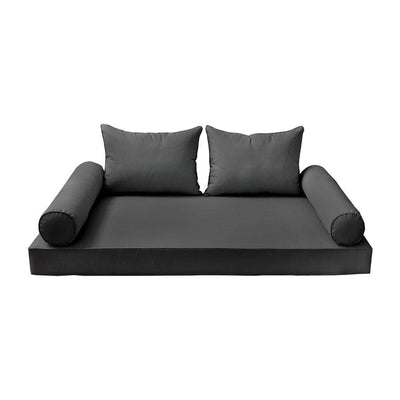 Model-4 AD003 Queen Size 5PC Pipe Trim Outdoor Daybed Mattress Cushion Bolster Pillow Complete Set