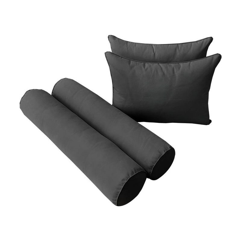 Model-4 AD003 Queen Size 5PC Pipe Trim Outdoor Daybed Mattress Cushion Bolster Pillow Complete Set