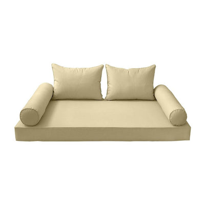 Model-4 AD103 Queen Size 5PC Pipe Trim Outdoor Daybed Mattress Cushion Bolster Pillow Complete Set