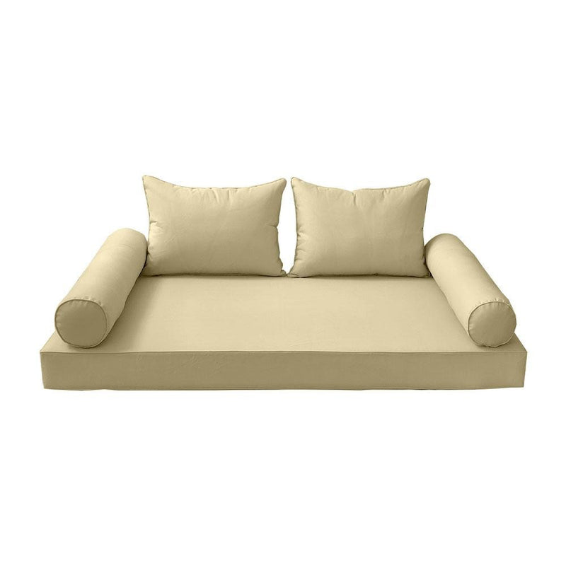 Model-4 AD103 Queen Size 5PC Pipe Trim Outdoor Daybed Mattress Cushion Bolster Pillow Complete Set