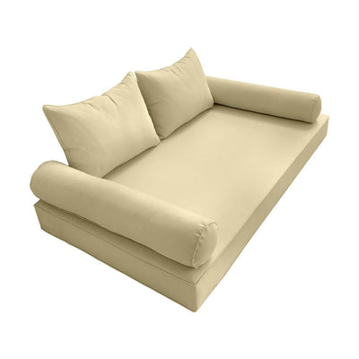 Model-4 AD103 Queen Size 5PC Pipe Trim Outdoor Daybed Mattress Cushion Bolster Pillow Complete Set