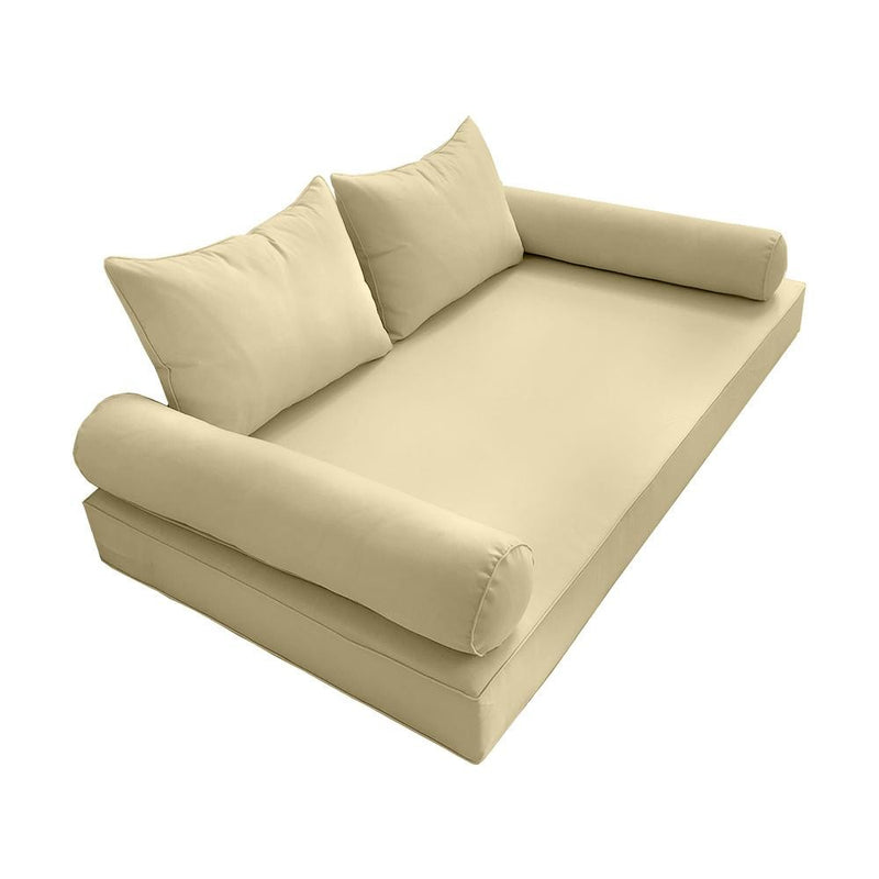 Model-4 AD103 Queen Size 5PC Pipe Trim Outdoor Daybed Mattress Cushion Bolster Pillow Complete Set