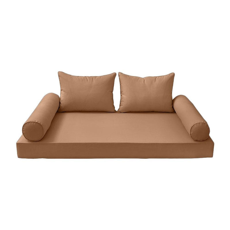 Model-4 AD104 Queen Size 5PC Pipe Trim Outdoor Daybed Mattress Cushion Bolster Pillow Complete Set