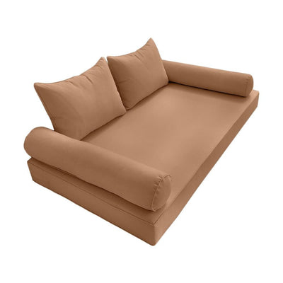 Model-4 AD104 Queen Size 5PC Pipe Trim Outdoor Daybed Mattress Cushion Bolster Pillow Complete Set