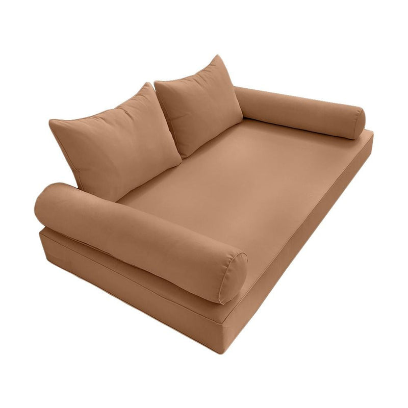 Model-4 AD104 Queen Size 5PC Pipe Trim Outdoor Daybed Mattress Cushion Bolster Pillow Complete Set