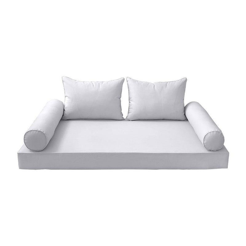 Model-4 AD105 Queen Size 5PC Pipe Trim Outdoor Daybed Mattress Cushion Bolster Pillow Complete Set
