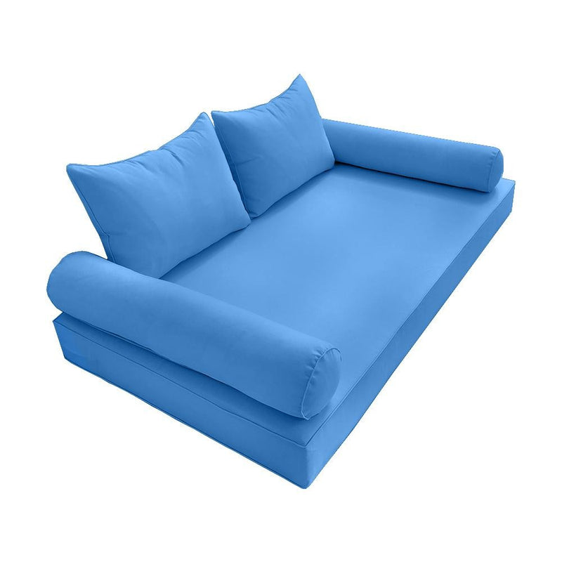 Model-4 AD102 Twin-XL Size 5PC Pipe Trim Outdoor Daybed Mattress Cushion Bolster Pillow Complete Set