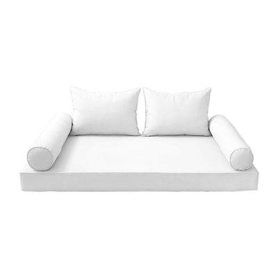 Model-4 AD106 Twin-XL Size 5PC Pipe Trim Outdoor Daybed Mattress Cushion Bolster Pillow Complete Set