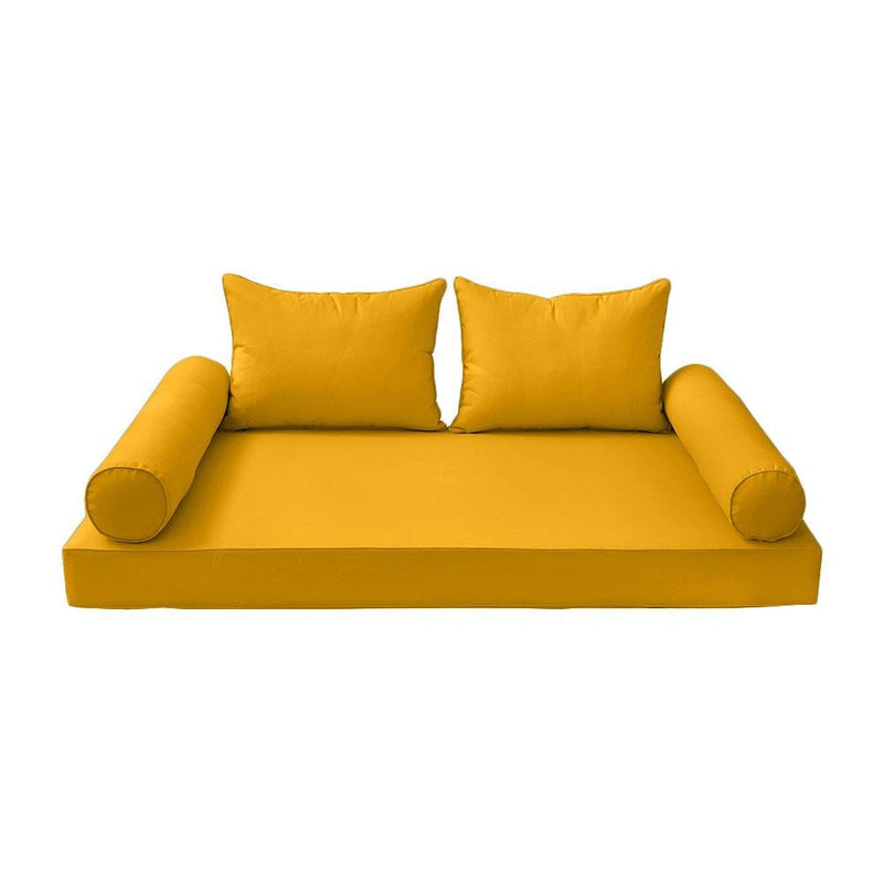 Model-4 AD108 Twin-XL Size 5PC Pipe Trim Outdoor Daybed Mattress Cushion Bolster Pillow Complete Set