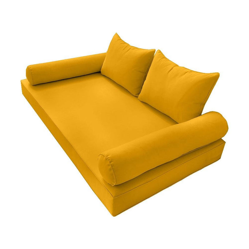 Model-4 AD108 Twin-XL Size 5PC Pipe Trim Outdoor Daybed Mattress Cushion Bolster Pillow Complete Set