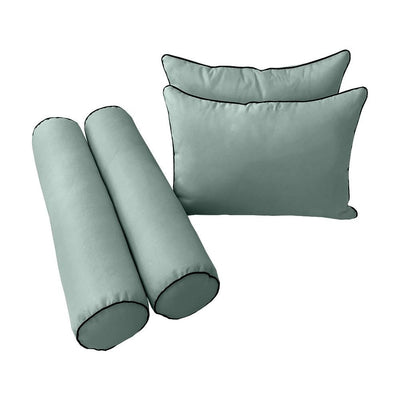 Model-4 AD002 Queen Size 5PC Contrast Pipe Outdoor Daybed Mattress Cushion Bolster Pillow Complete Set