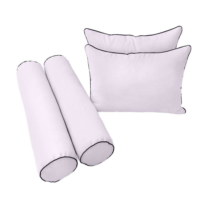 Model-4 AD107 Crib Size 5PC Contrast Pipe Outdoor Daybed Mattress Cushion Bolster Pillow Complete Set