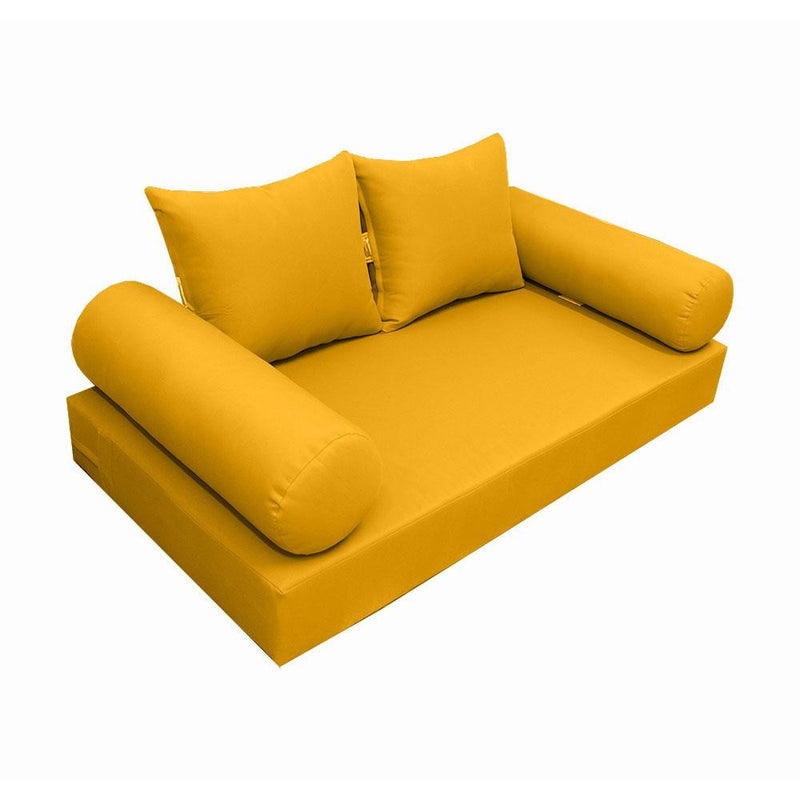 Model-4 AD108 Twin Size 5PC Knife Edge Outdoor Daybed Mattress Bolster Pillow Fitted Sheet Cover Only