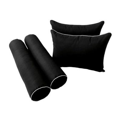 Model-4 AD109 Crib Size 5PC Contrast Pipe Outdoor Daybed Mattress Cushion Bolster Pillow Complete Set
