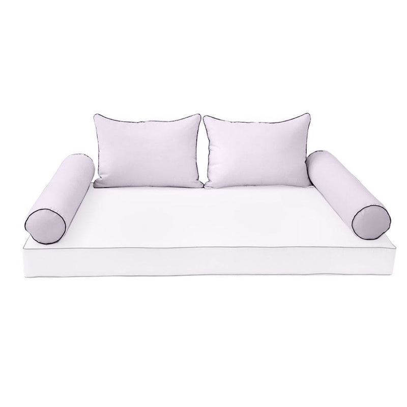 Model-4 - AD107 Crib Contrast Pipe Trim Bolster & Back Pillow Cushion Outdoor SLIP COVER ONLY