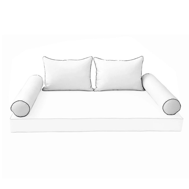 Model-4 - AD106 Full Contrast Pipe Trim Bolster & Back Pillow Cushion Outdoor SLIP COVER ONLY
