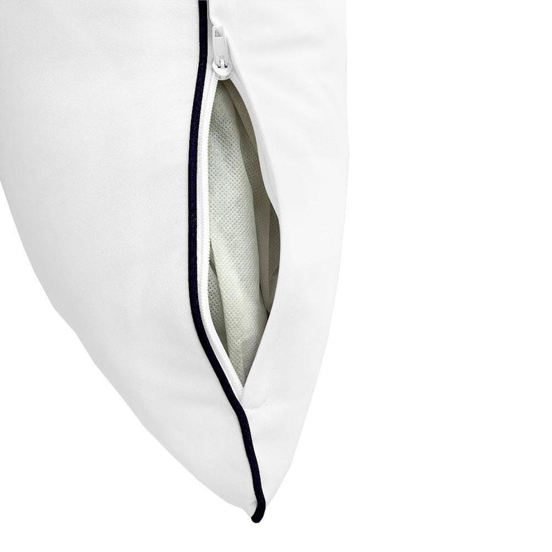 Model-4 - AD106 Full Contrast Pipe Trim Bolster & Back Pillow Cushion Outdoor SLIP COVER ONLY
