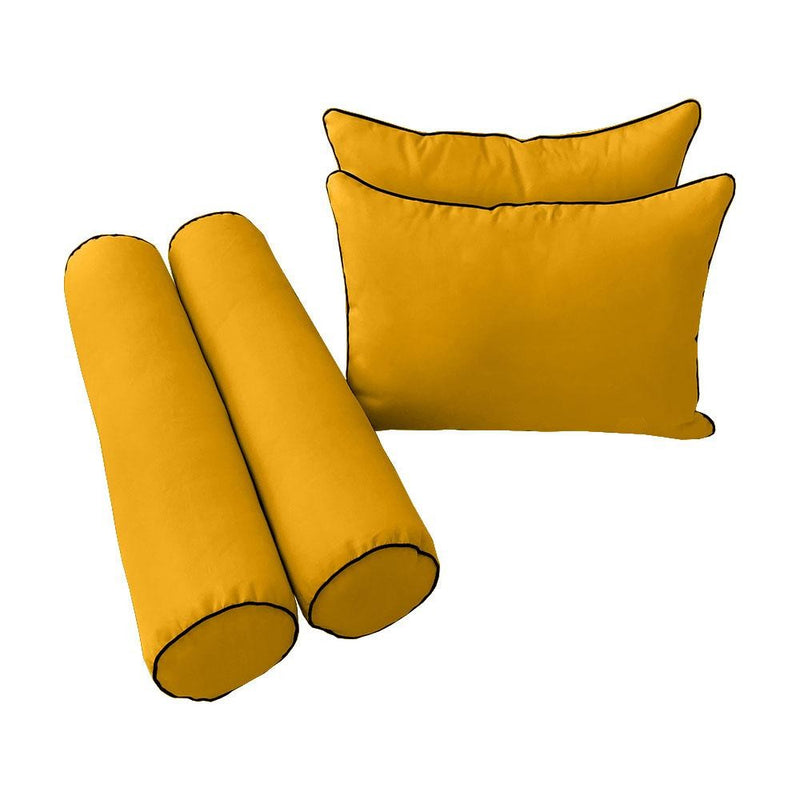 Model-4 - AD108 Full Contrast Pipe Trim Bolster & Back Pillow Cushion Outdoor SLIP COVER ONLY