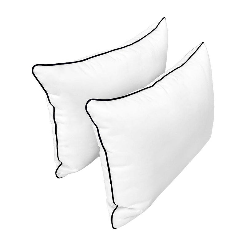 Model-4 - AD106 Queen Contrast Pipe Trim Bolster & Back Pillow Cushion Outdoor SLIP COVER ONLY